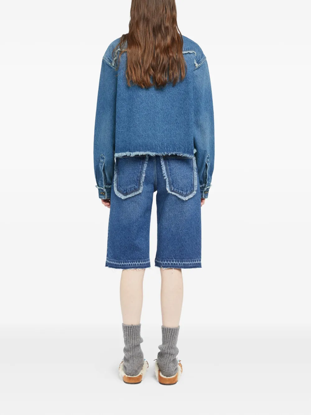 Alanui Pacific Roads denim blouse met franje Blauw