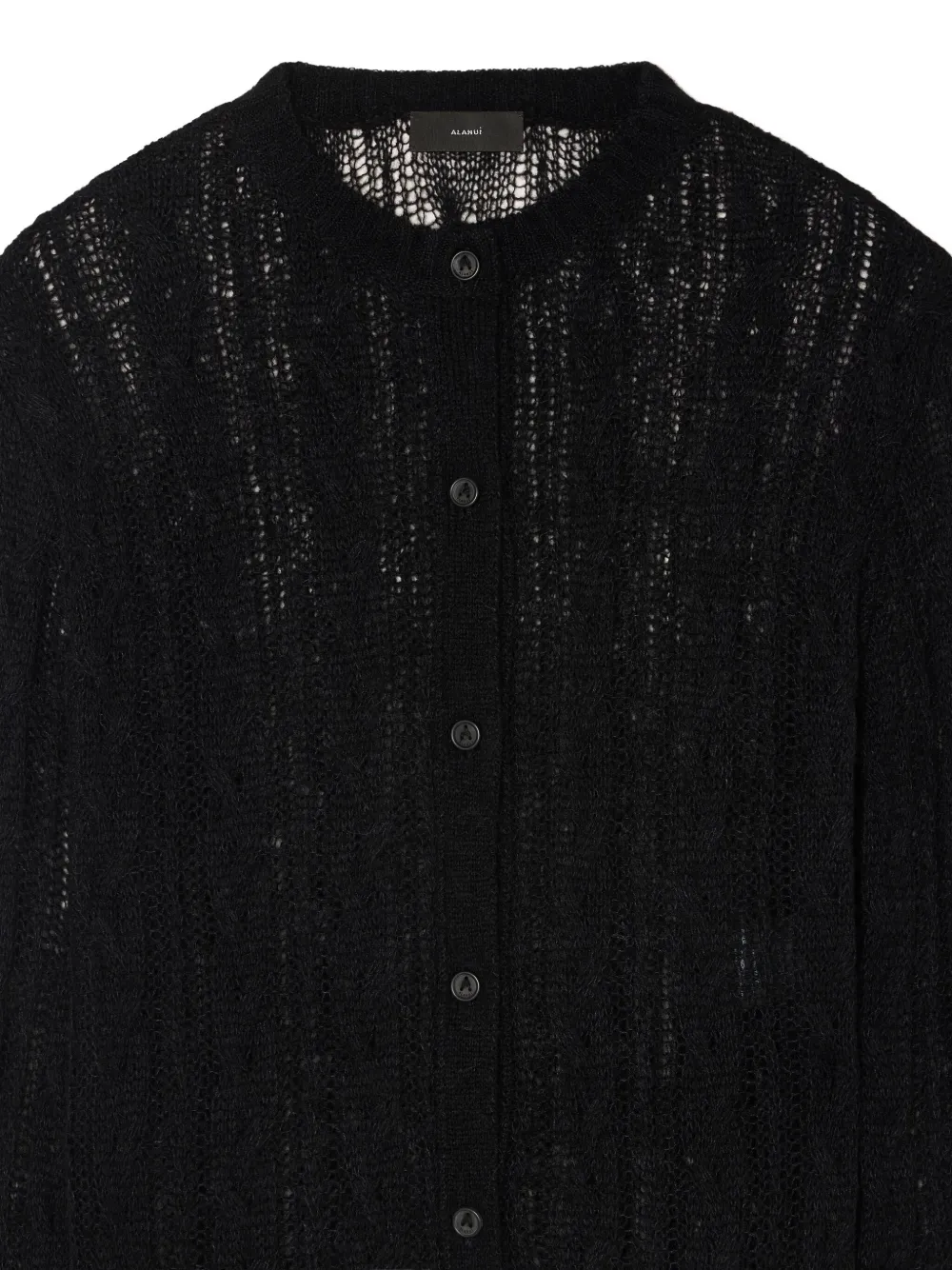 Alanui Button-front Open-knit Cardigan In Black