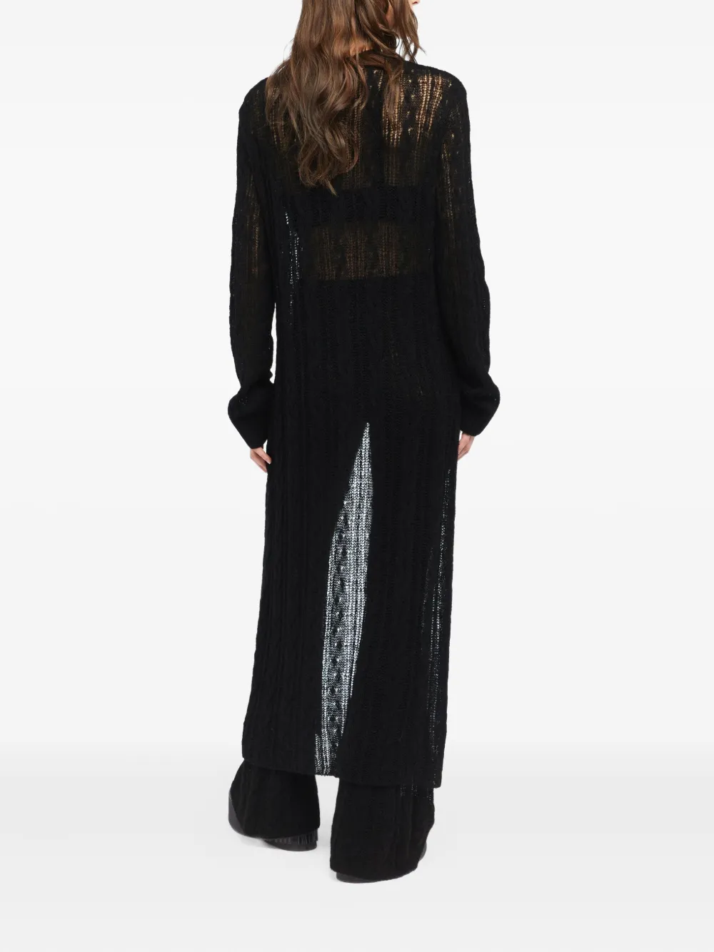 Alanui Button-front Open-knit Cardigan In Black