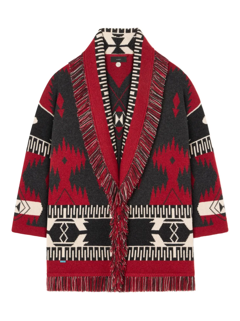 Alanui jacquard fringed cardigan - Rosso