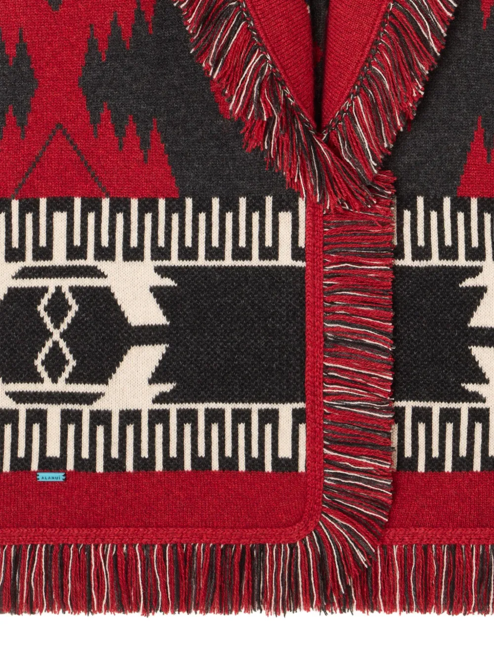 Alanui jacquard fringed cardigan Rood