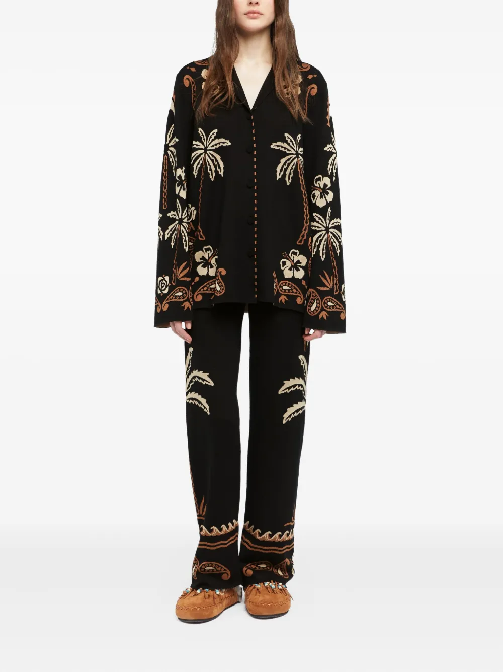 Alanui Wild Wonder blouse met tropisch patroon Zwart