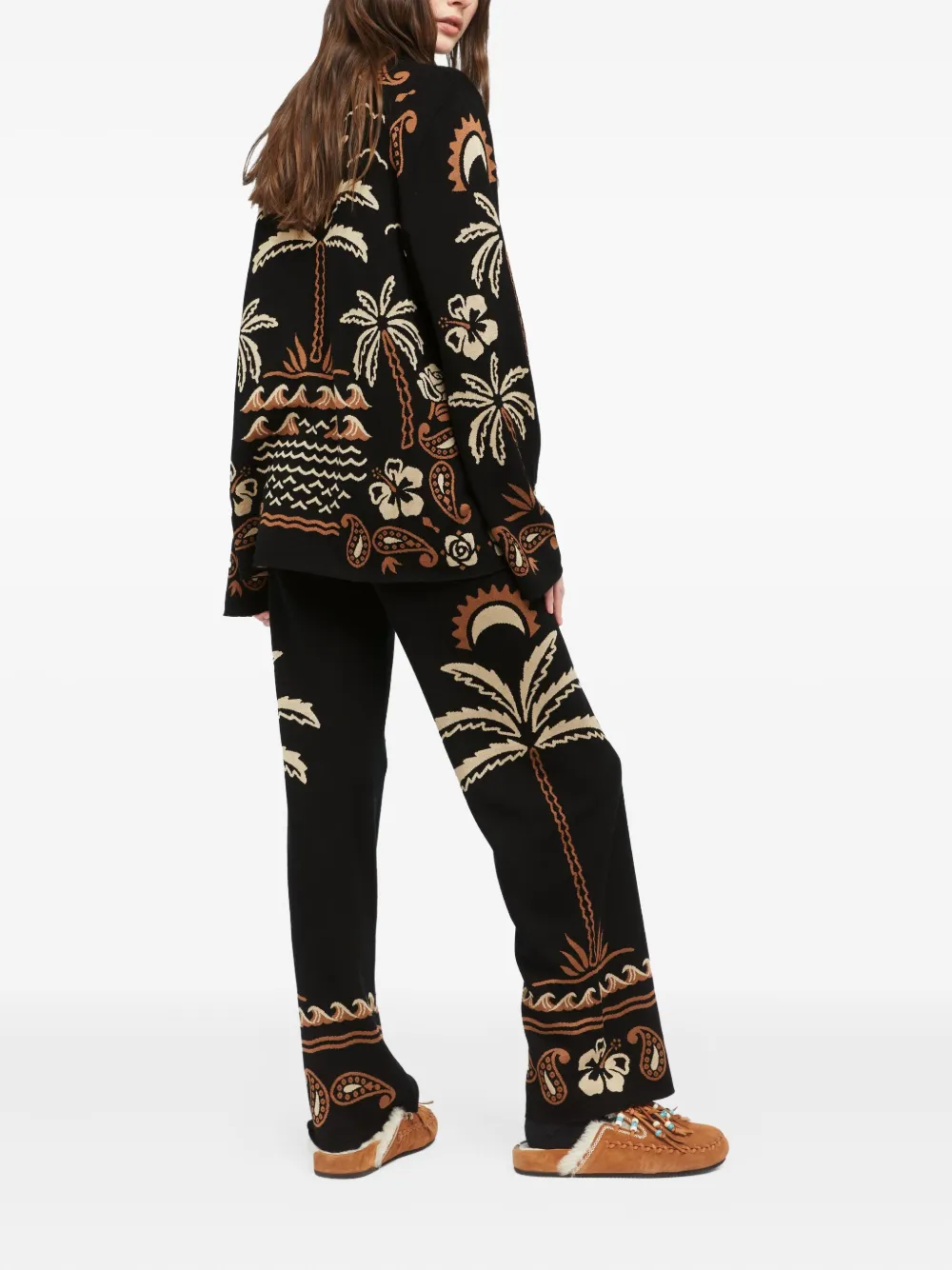 Alanui Wild Wonder blouse met tropisch patroon Zwart