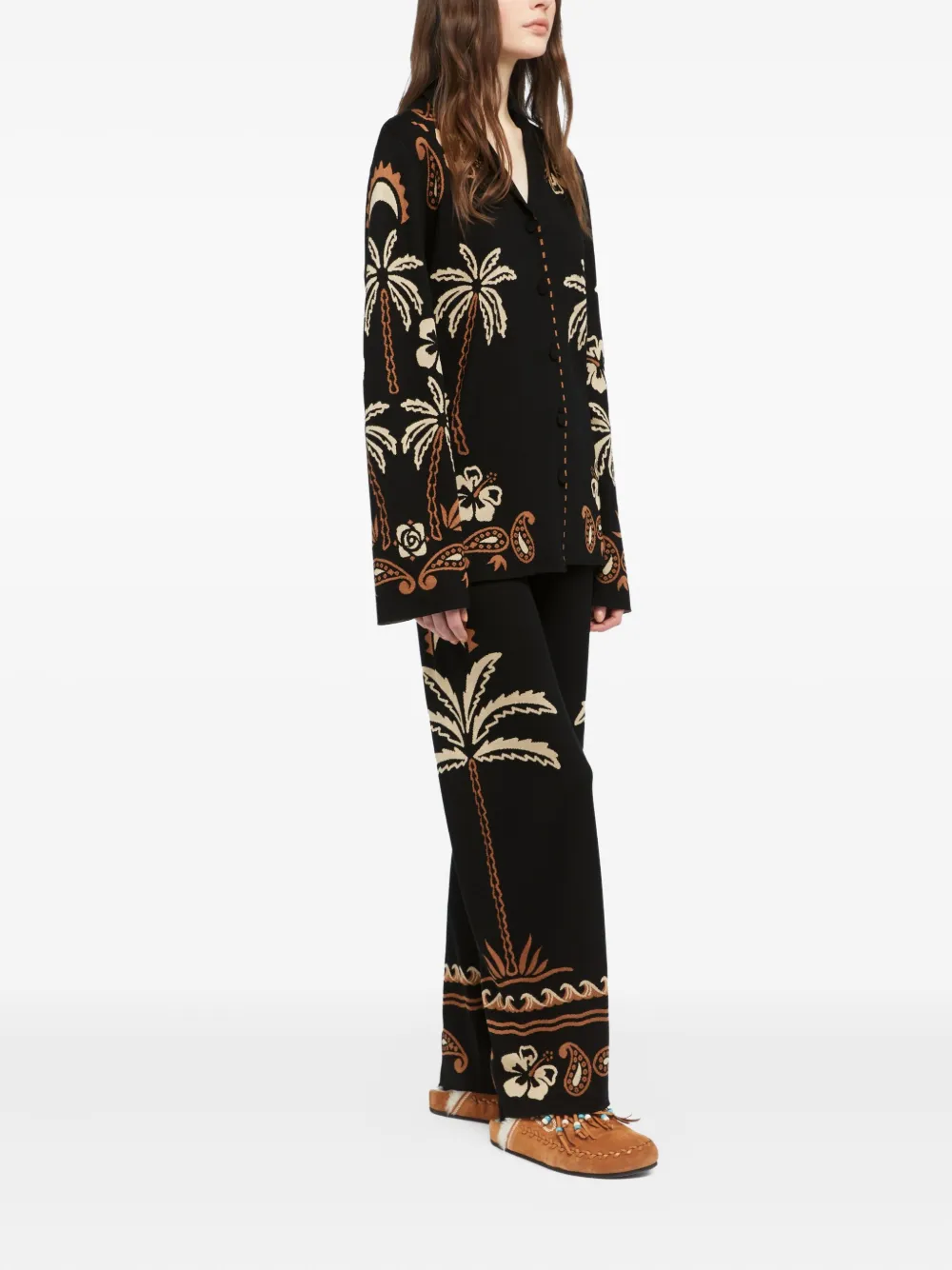 Alanui Wild Wonder blouse met tropisch patroon Zwart
