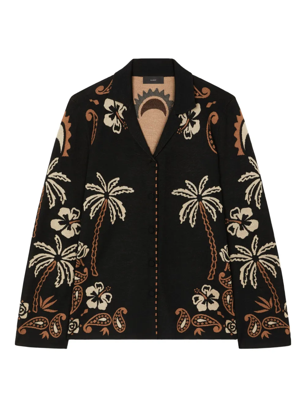 Alanui Wild Wonder Tropical-motif Shirt In Black
