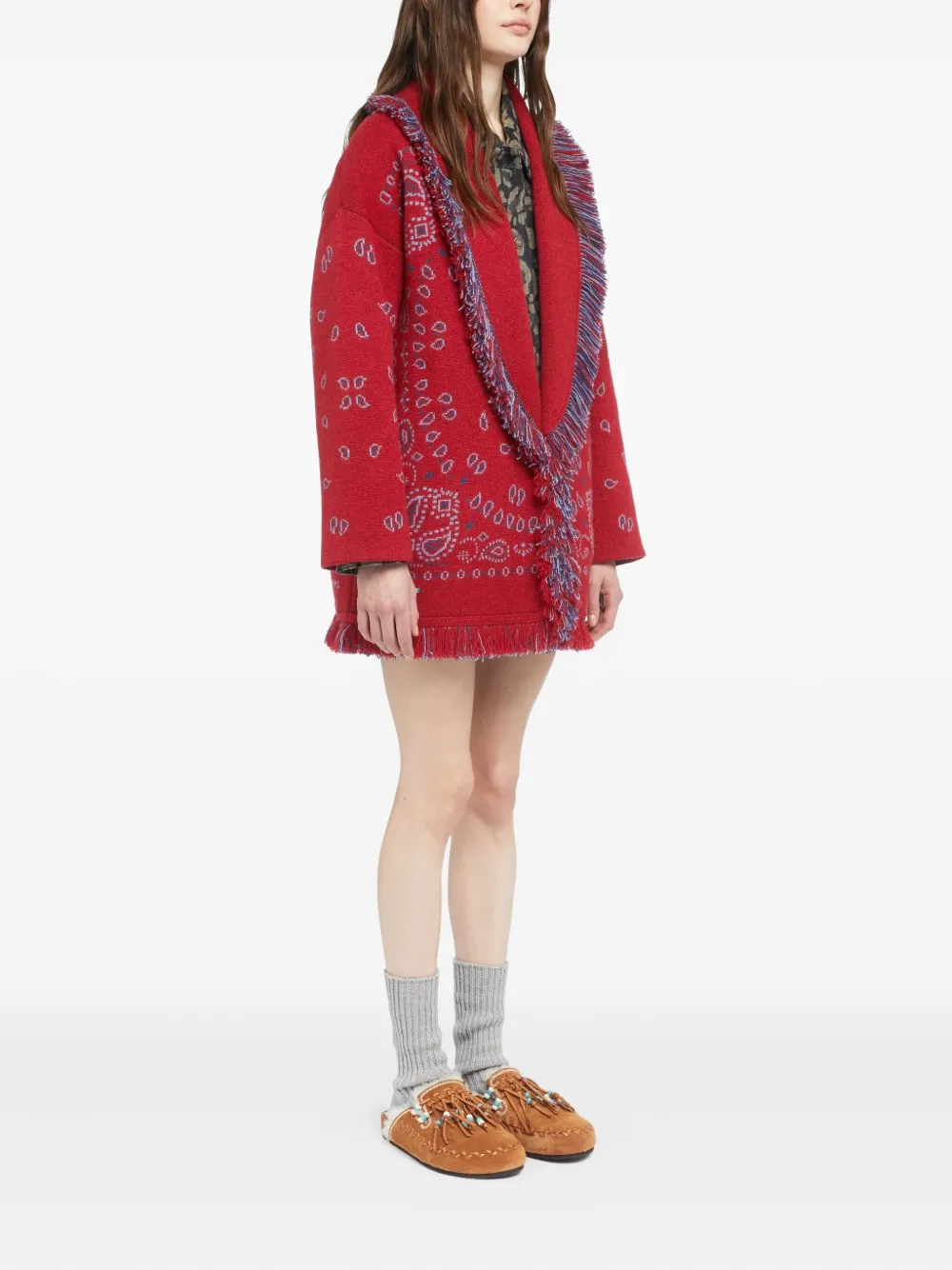 Alanui Vest met bandana-jacquard en franje Rood