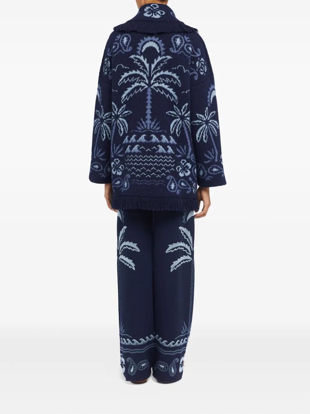 Alanui palm-tree fringed cardigan Blauw