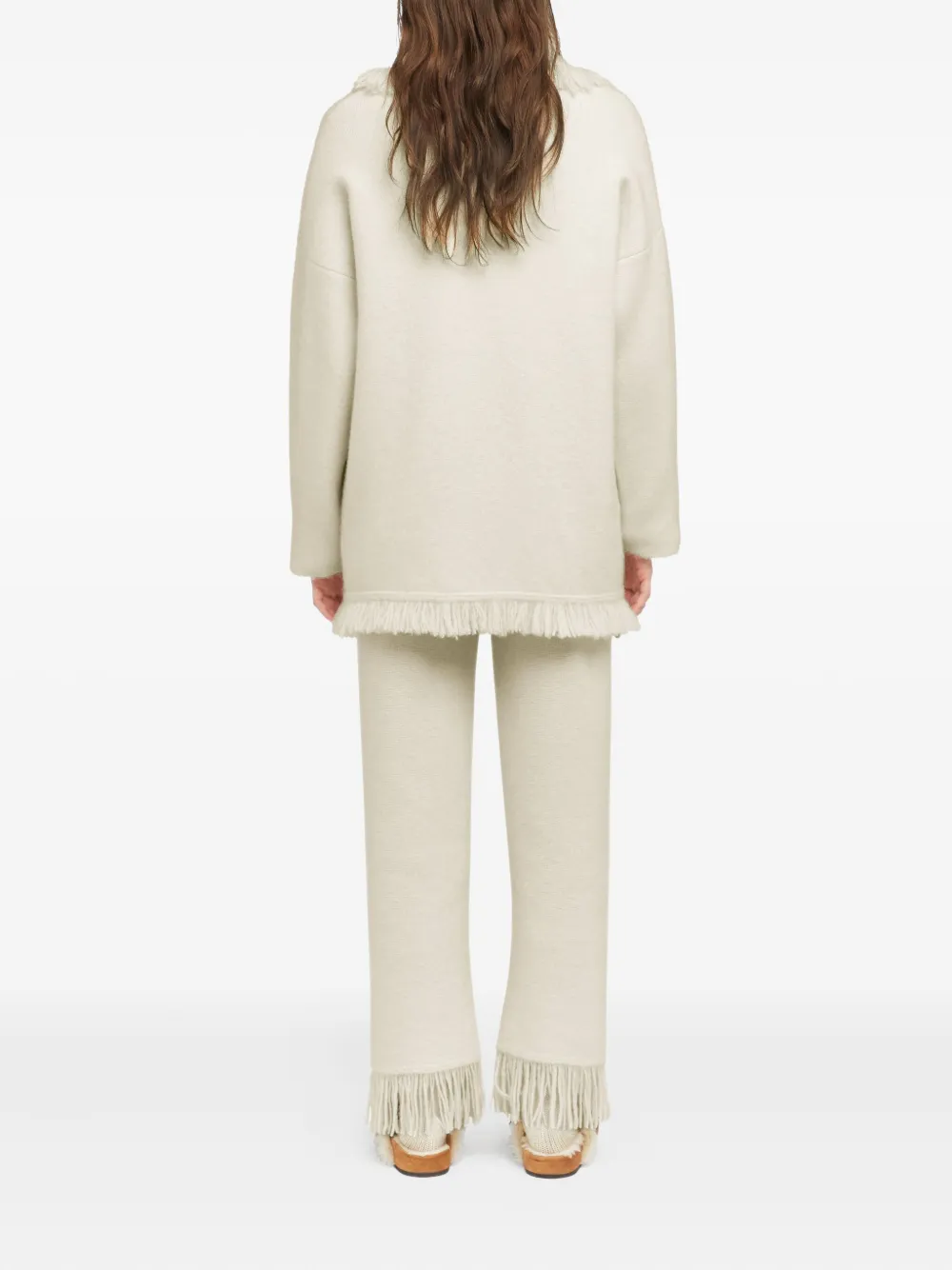 Alanui Finest fringed shawl-collar cardigan Wit