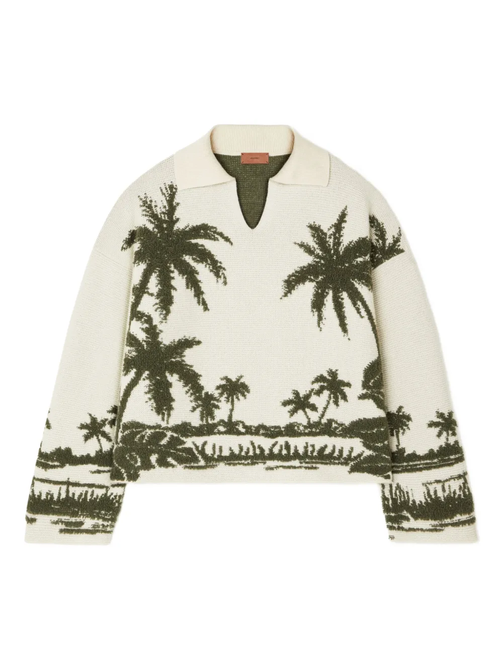 Alanui Trui met palmboomprint en polokraag Beige