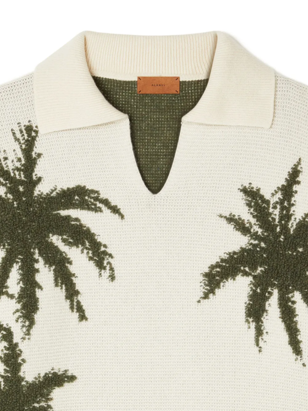 Alanui Trui met palmboomprint en polokraag Beige