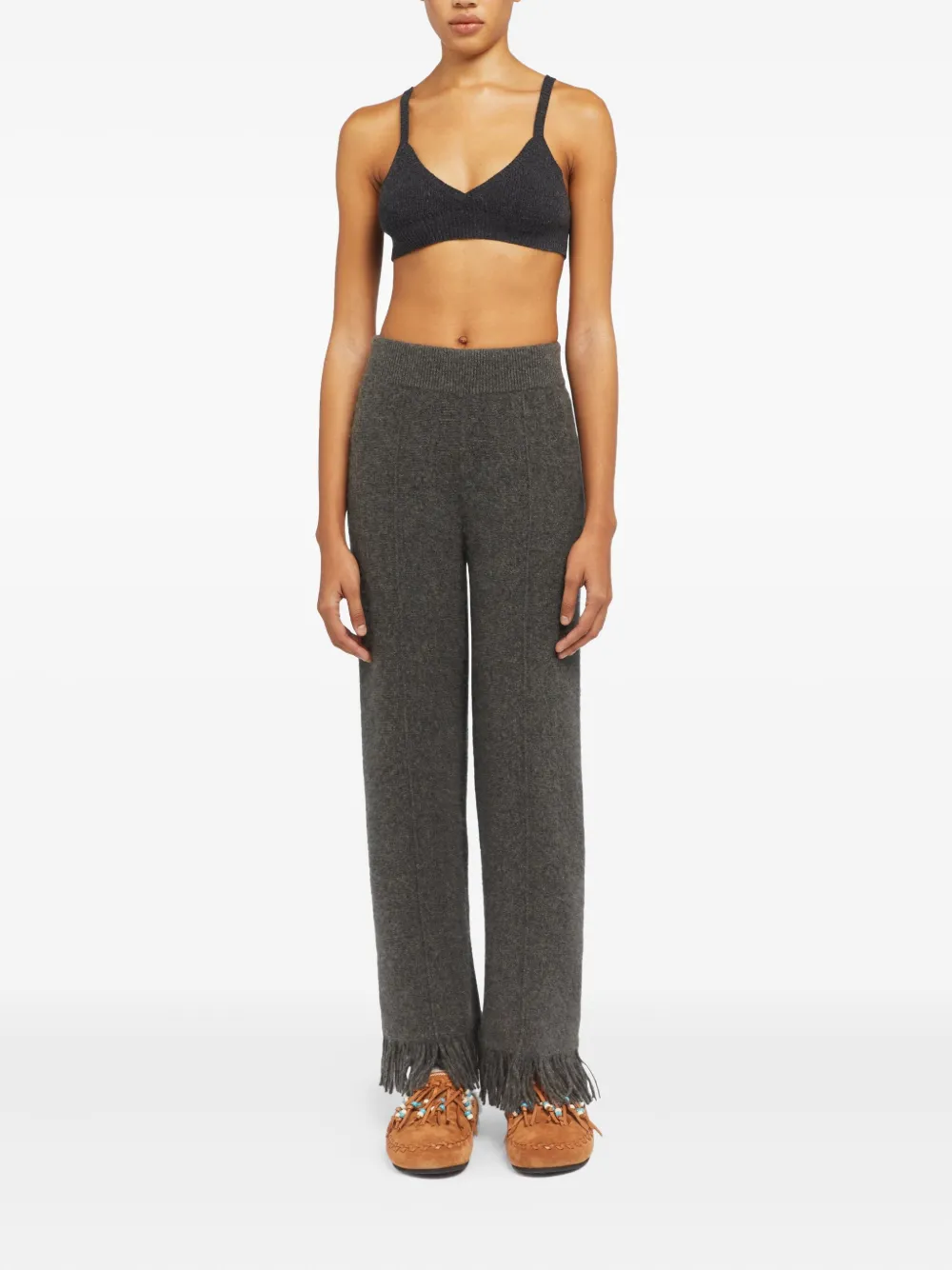 Alanui fringed knitted trousers Grijs