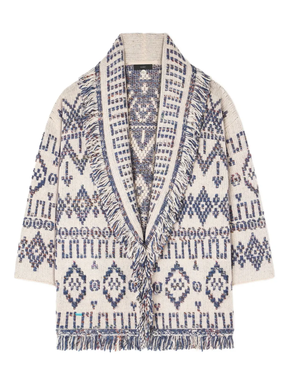 Alanui Geometric-pattern Fringed Cardigan In White