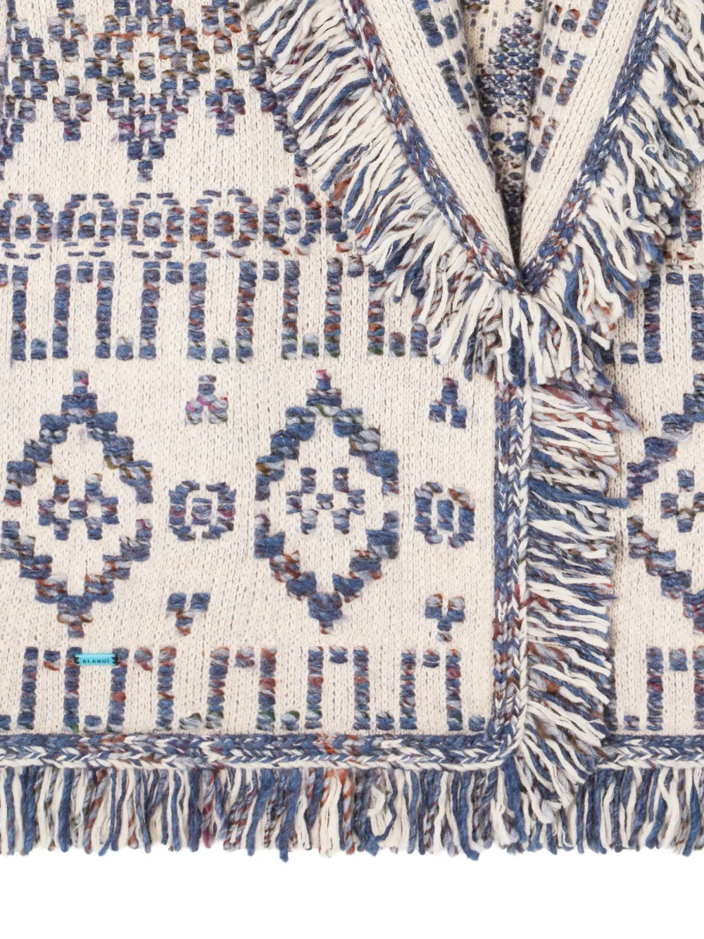 Alanui geometric-pattern fringed cardigan Wit