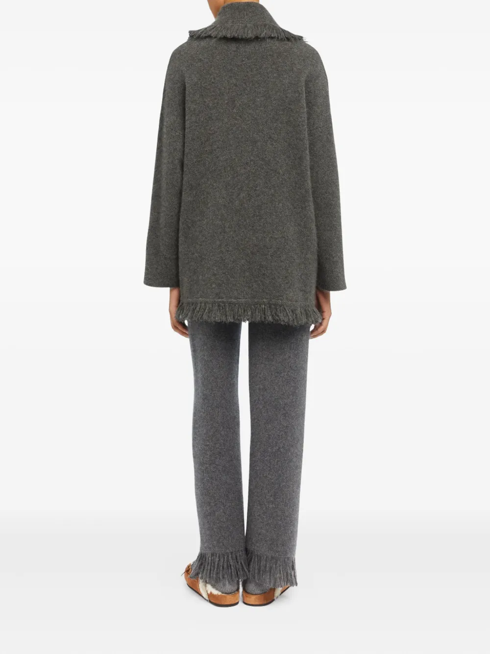 Alanui Finest fringed shawl-collar cardigan Grijs