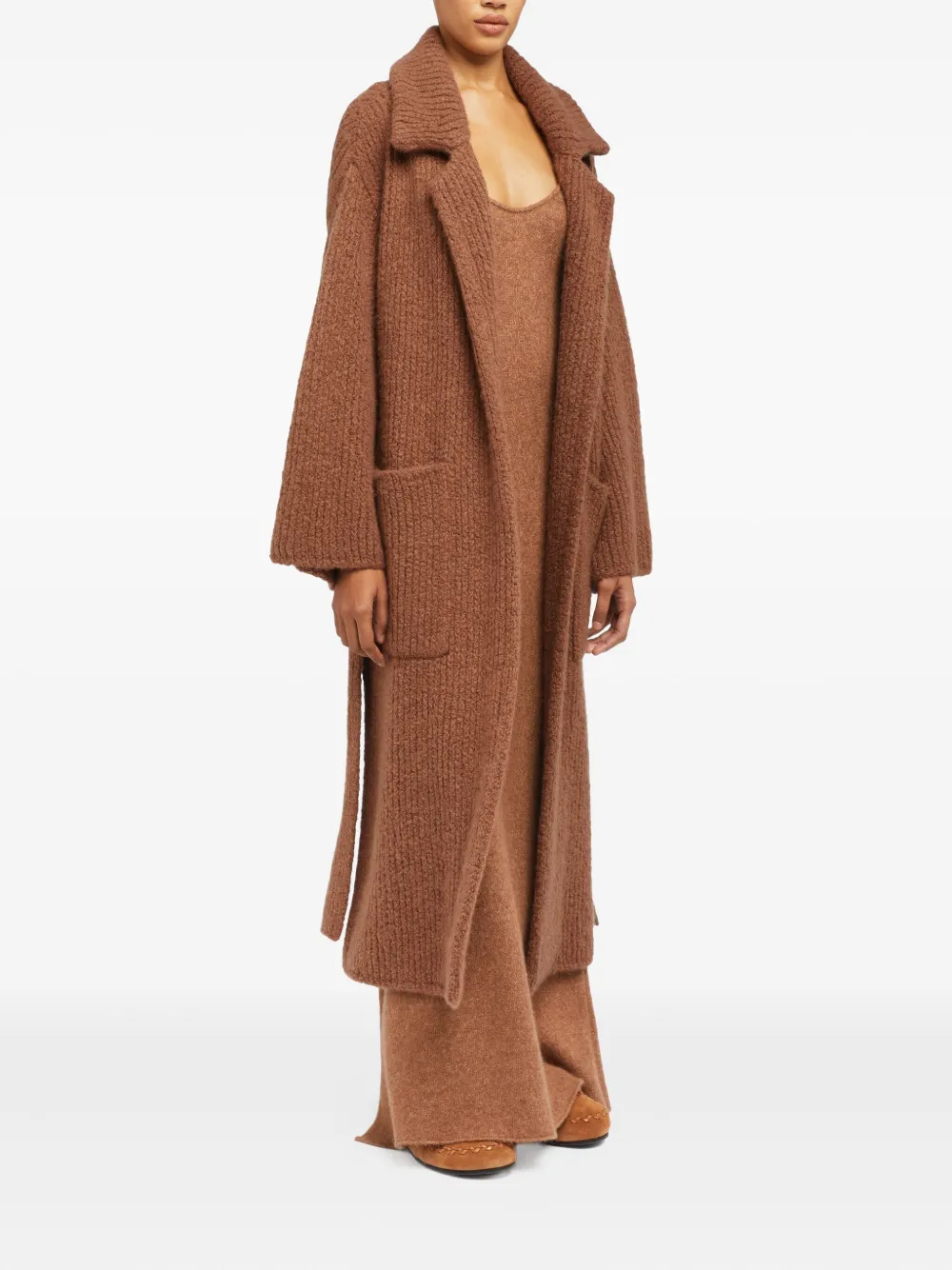 Alanui ribbed belted coat Bruin