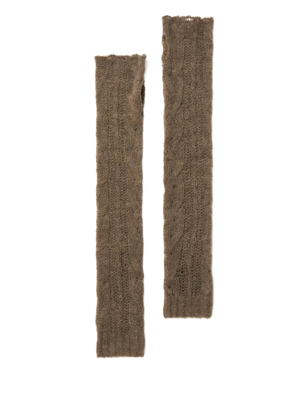 Alanui cable-knit fingerless gloves - Toni neutri