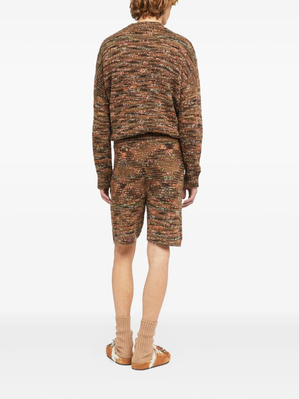 Alanui Multicolor Wool Blend Grunge Beat Bermuda Shorts In Brown