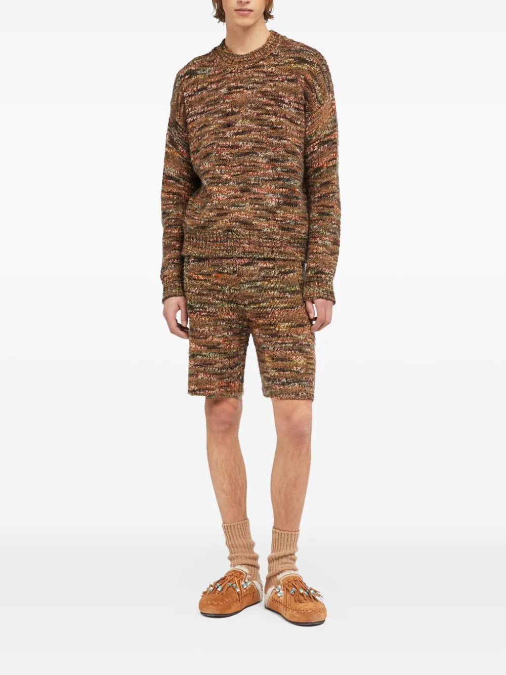 Alanui Grunge Beat knitted shorts - Bruin