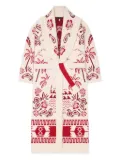 Alanui palm-tree pattern fringe coat - 0F25-Chalk-Ruby