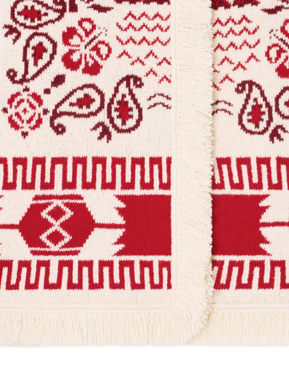 Alanui Jas met franje en palmboomprint 0F25-Chalk-Ruby