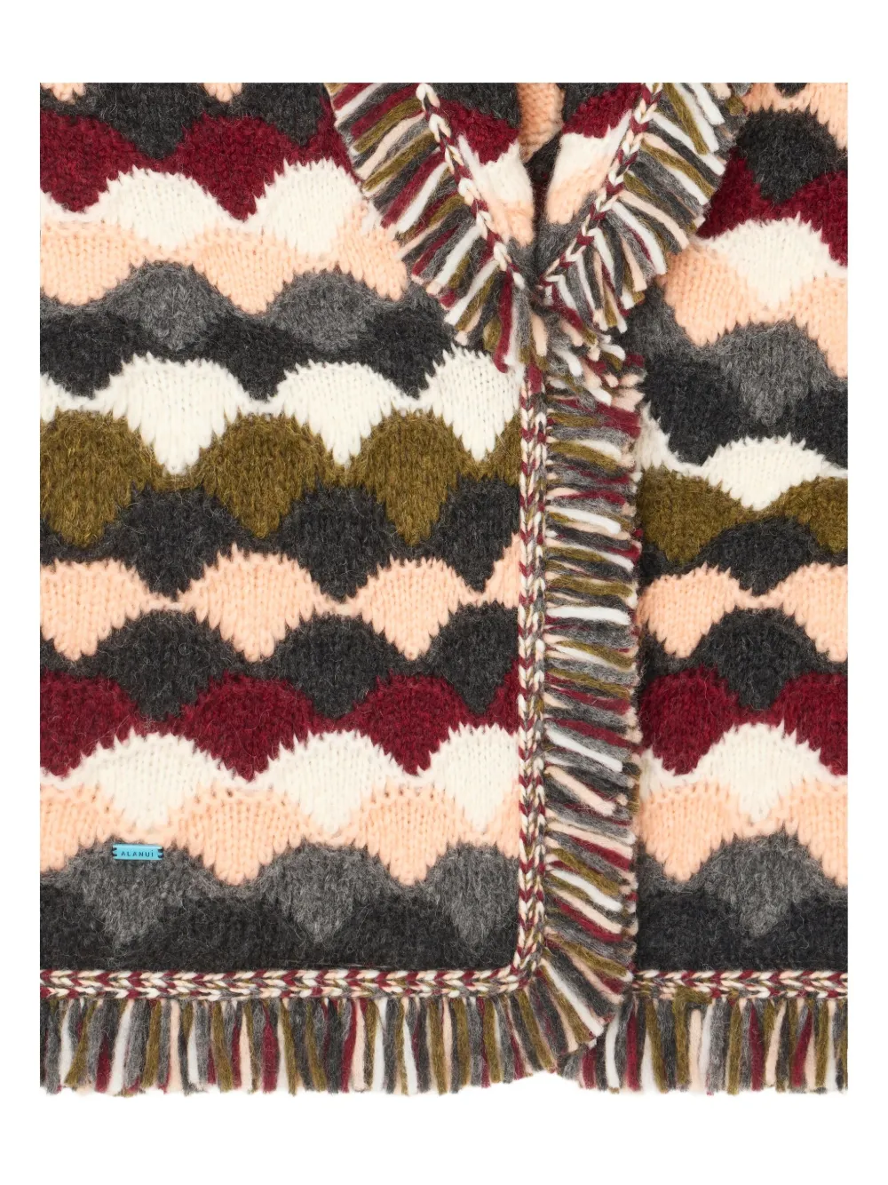 Alanui wave-pattern fringed cardigan Groen