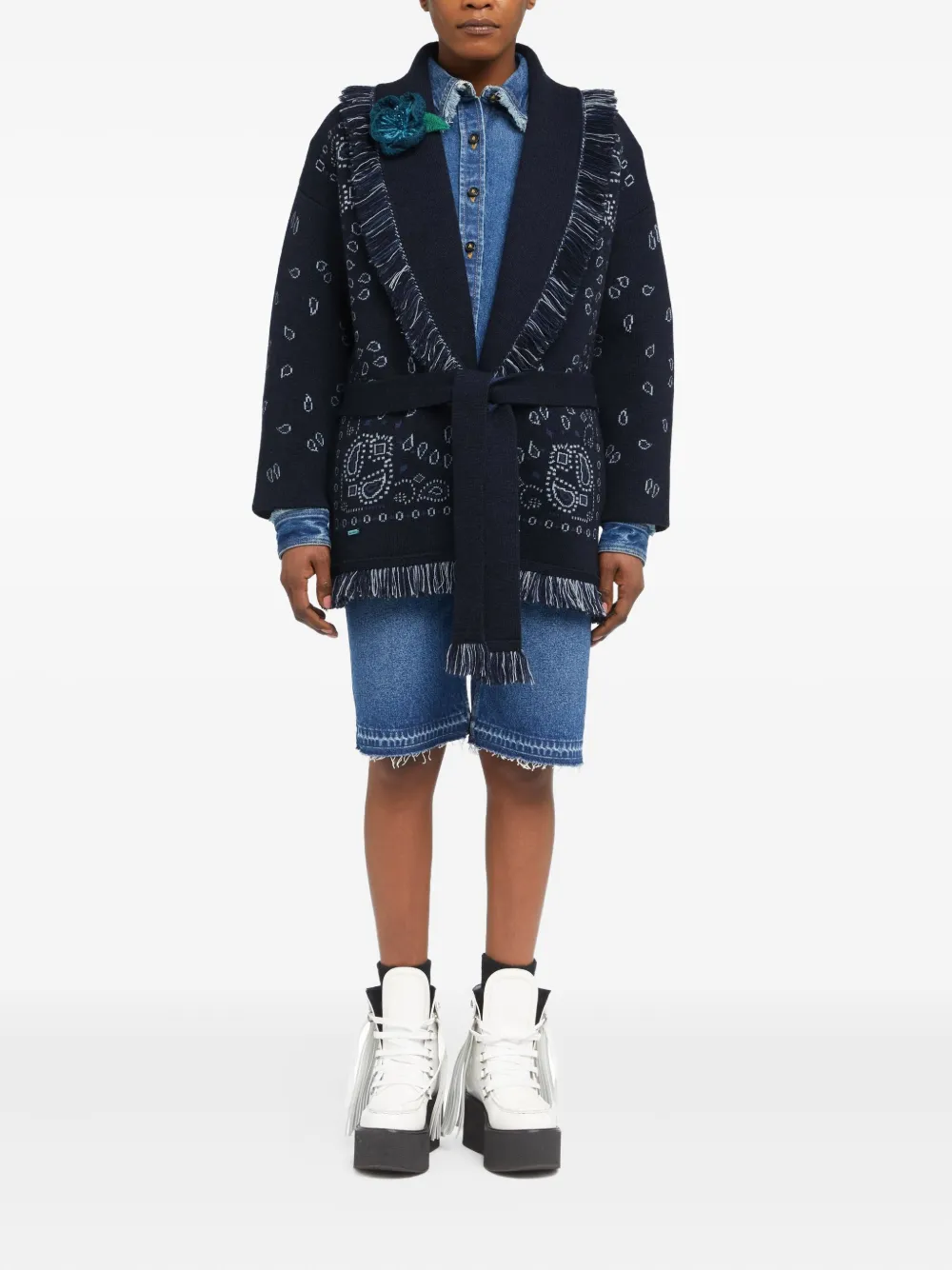 Alanui Jas met franje en paisley-jacquard Blauw