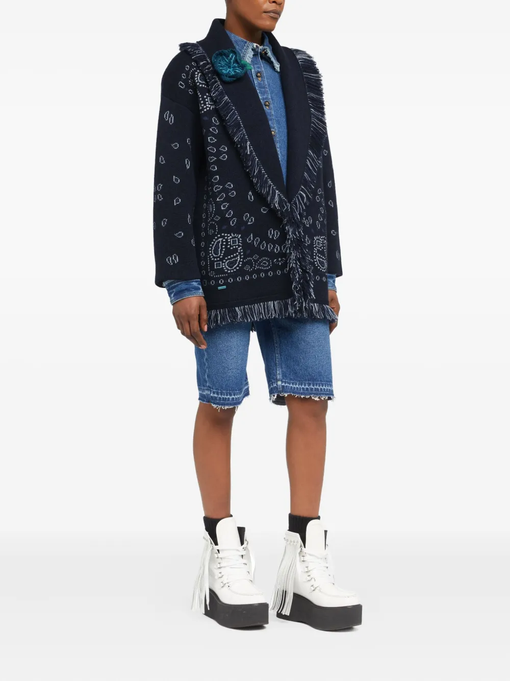 Alanui Jas met franje en paisley-jacquard Blauw