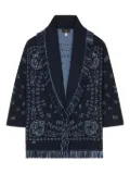 Alanui paisley-jacquard fringe coat - Blue