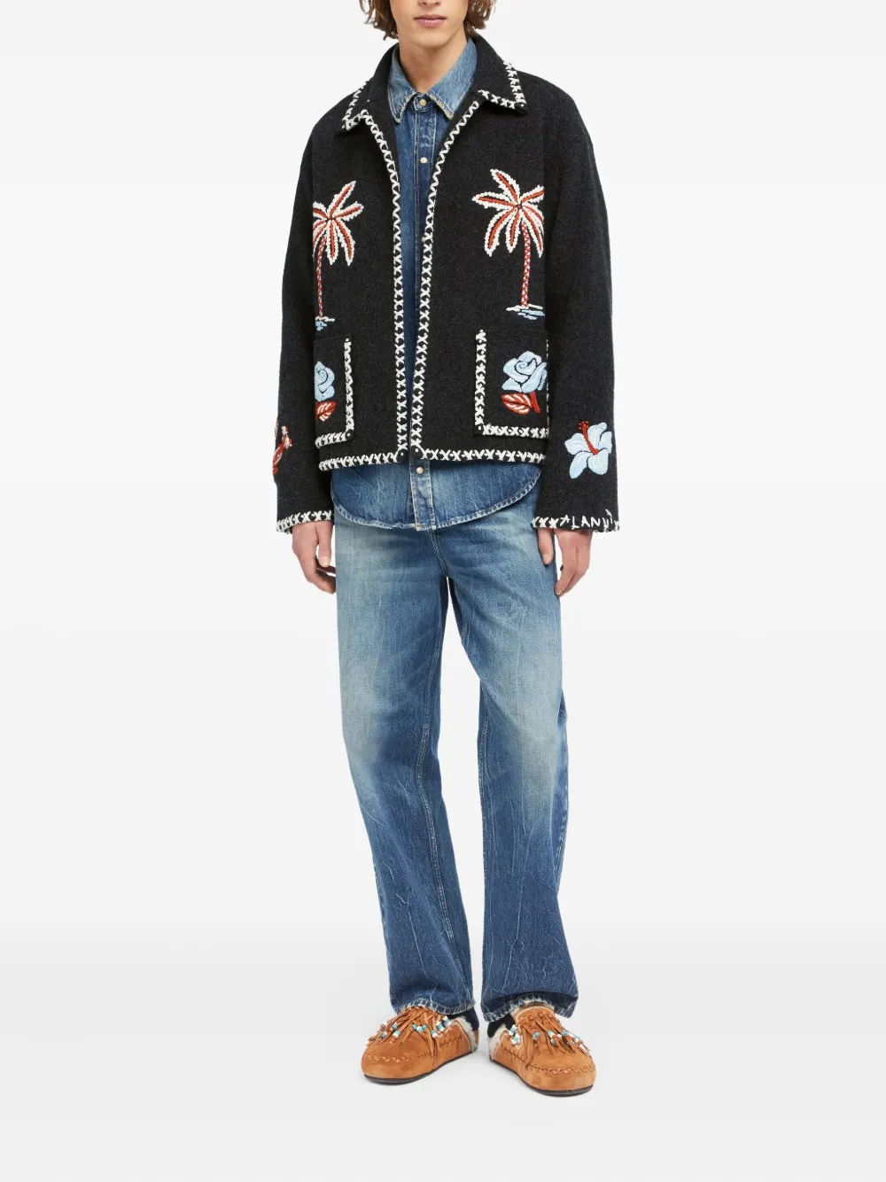 Alanui embroidered chain-trimmed jacket | Shirt Jackets | Image 2