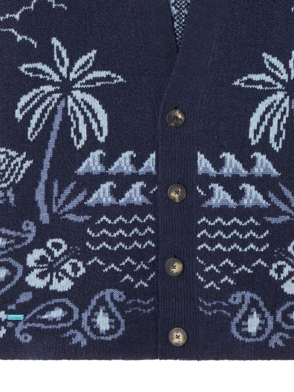 Alanui Vest met paisley-print en palmboom 4642-Midnight-Denim