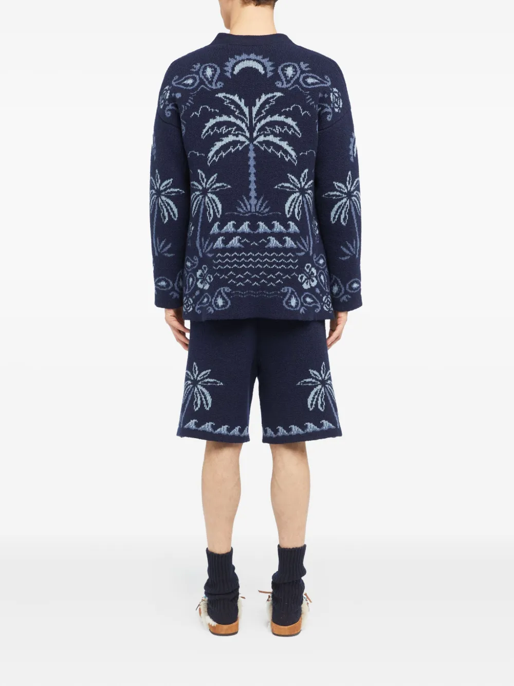 Alanui Vest met paisley-print en palmboom 4642-Midnight-Denim