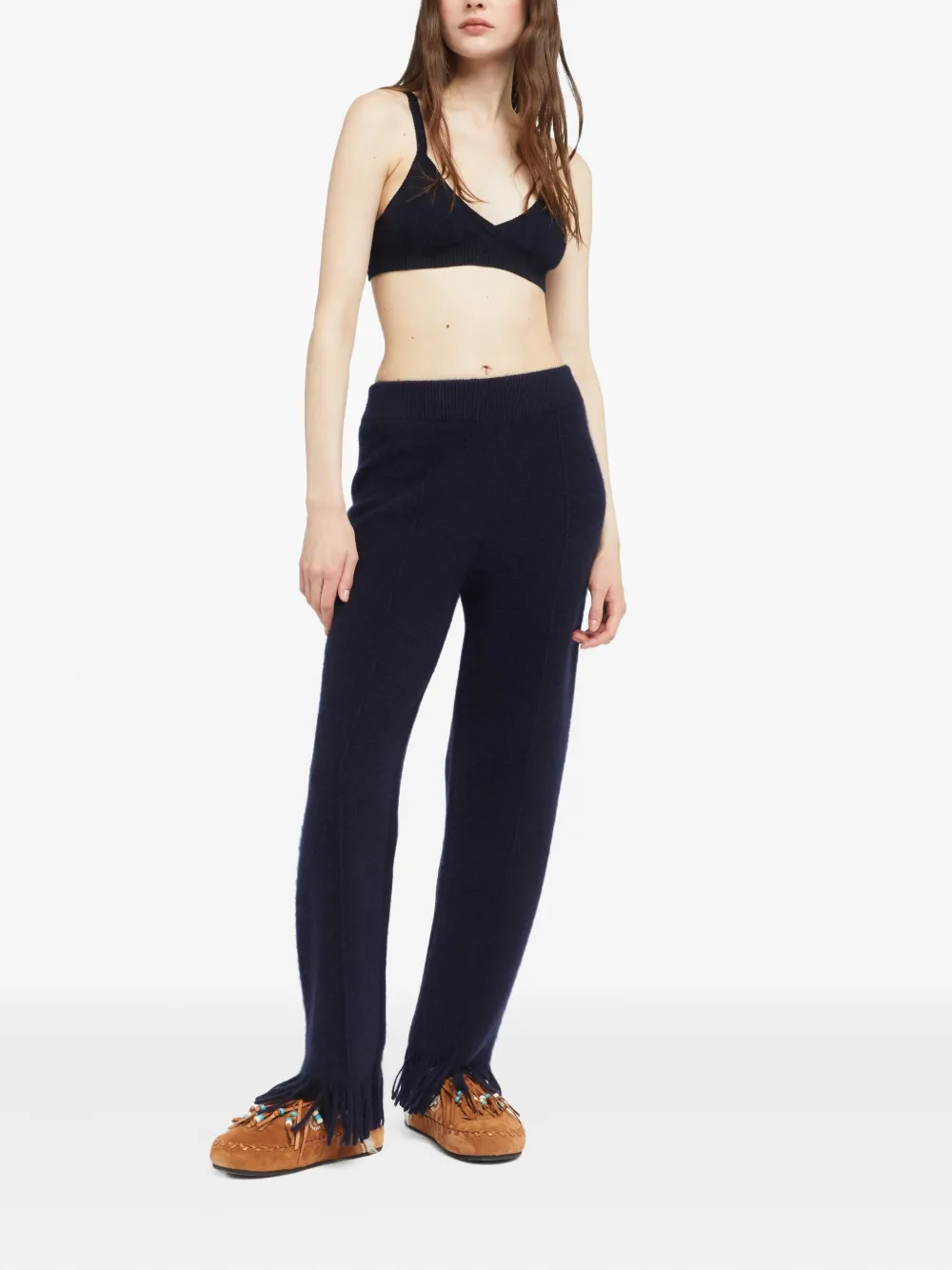 Alanui fringe-detail trousers Blauw