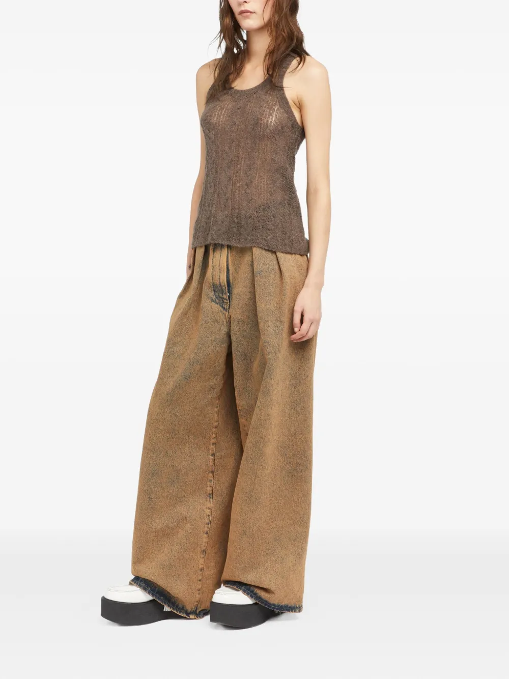 Alanui Desert Drift cable-knit tank top Bruin