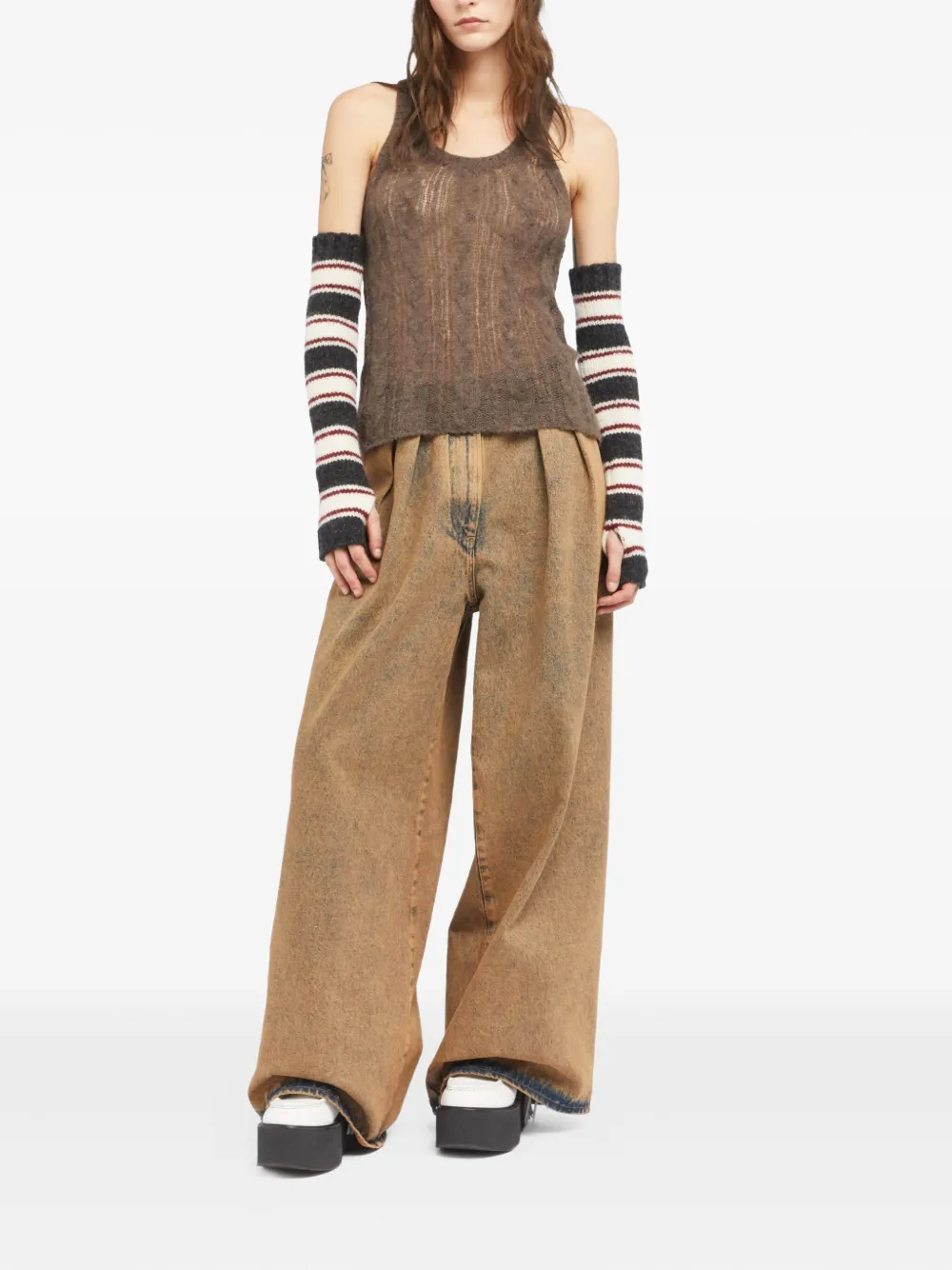 Alanui Desert Drift cable-knit tank top Bruin