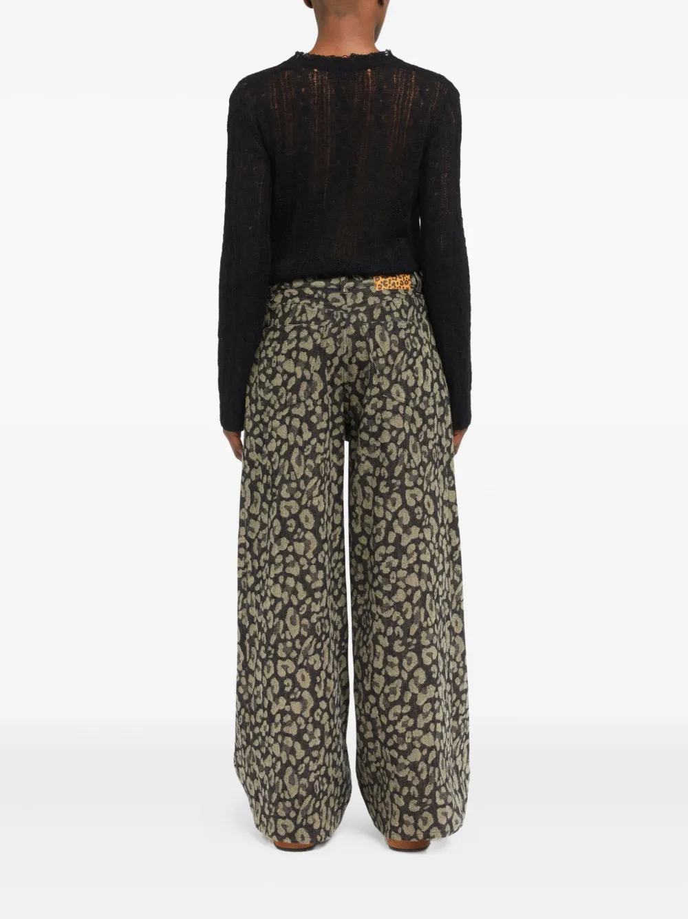 Alanui Seattle pleated leopard-print jeans Beige