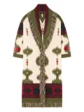 Alanui Icon jacquard fringed coat - White