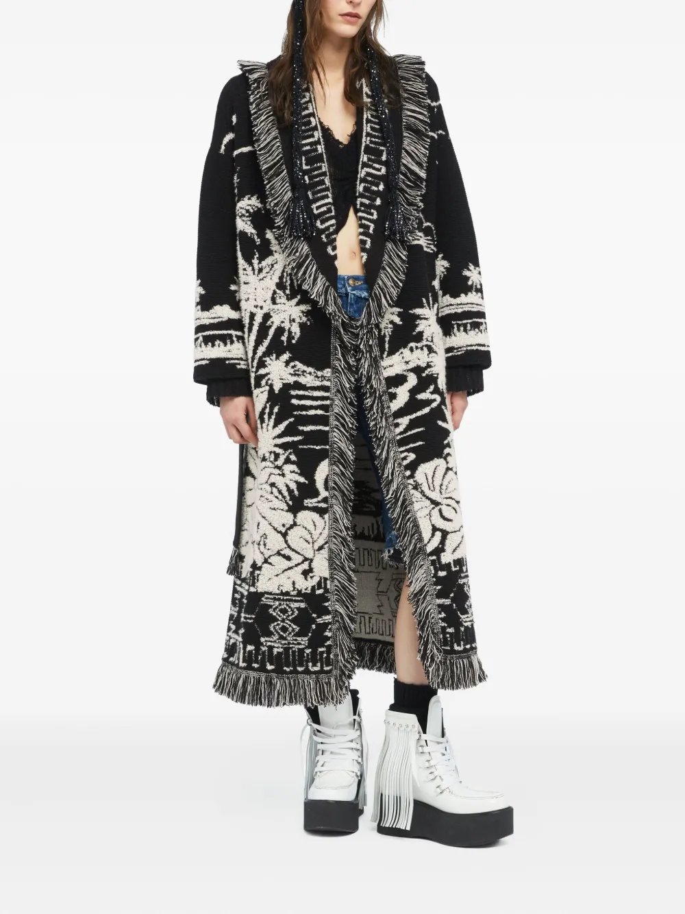 Alanui Palm Grove Tales Coat In Black