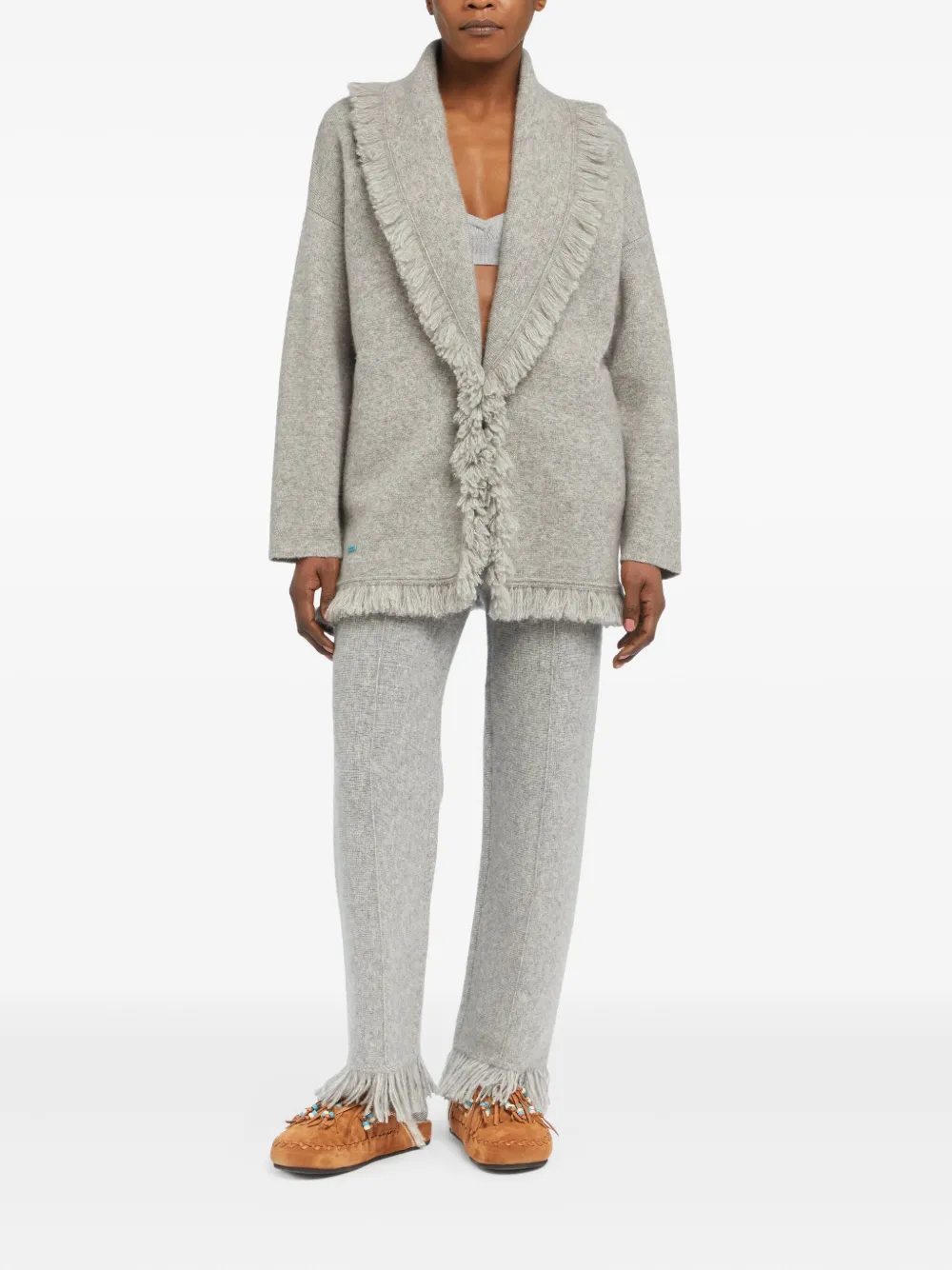 Alanui Finest fringed cardigan Grijs