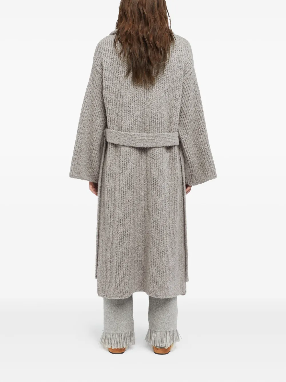 Alanui Finest ribbed belted cardi-coat Grijs