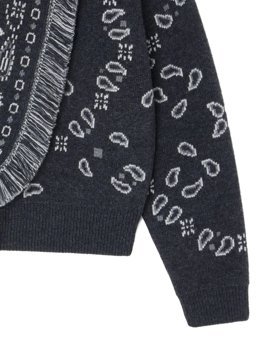 Alanui paisley-jacquard fringe cardigan Grijs