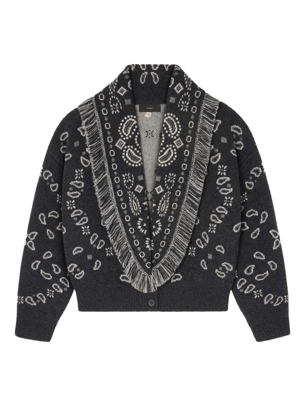 Alanui paisley-jacquard fringe cardigan Grijs