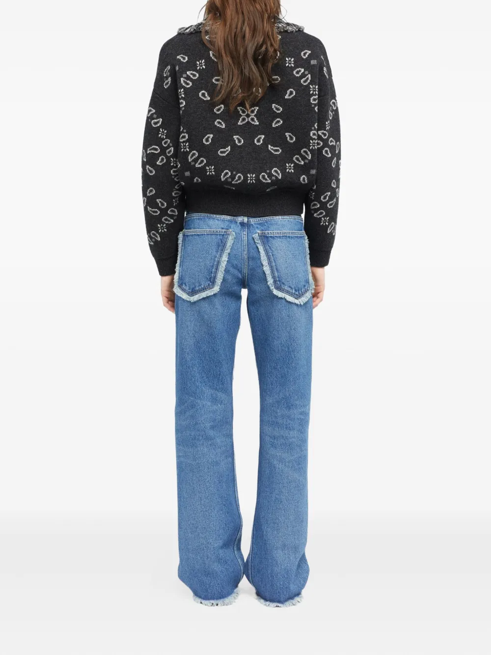 Alanui paisley-jacquard fringe cardigan Grijs