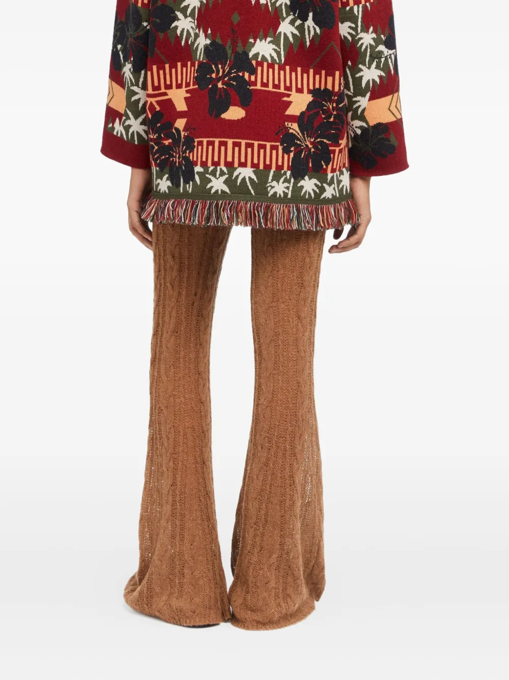 Alanui Icon jacquard fringed cardigan Rood