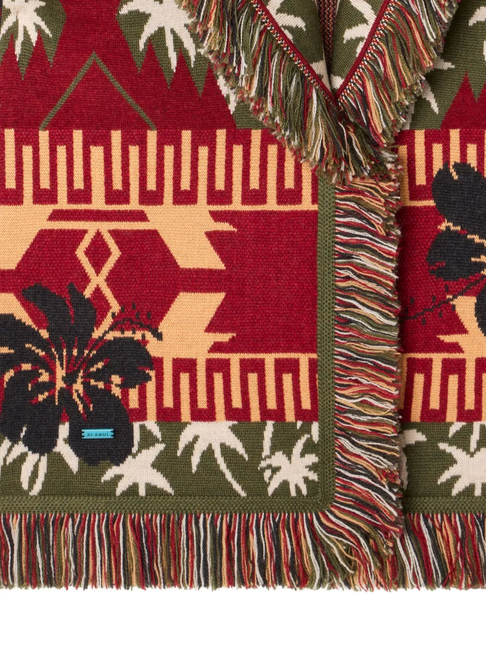 Alanui Icon jacquard fringed cardigan Rood