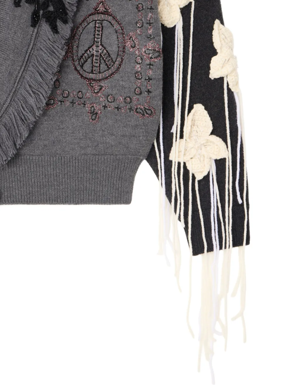 Alanui Midnight In Manhattan Embellished Fringed Cardigan In Gray