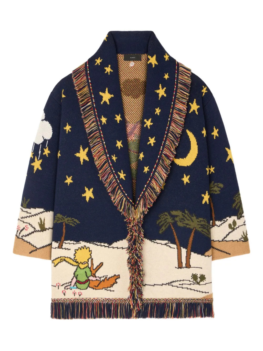 Alanui The Little Prince Long Cardigan With Fringe In Blue