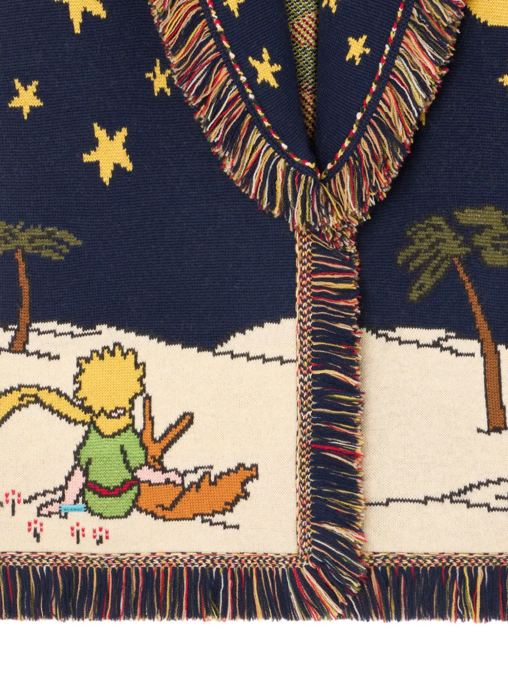Alanui The Little Prince Long Cardigan With Fringe In Blue