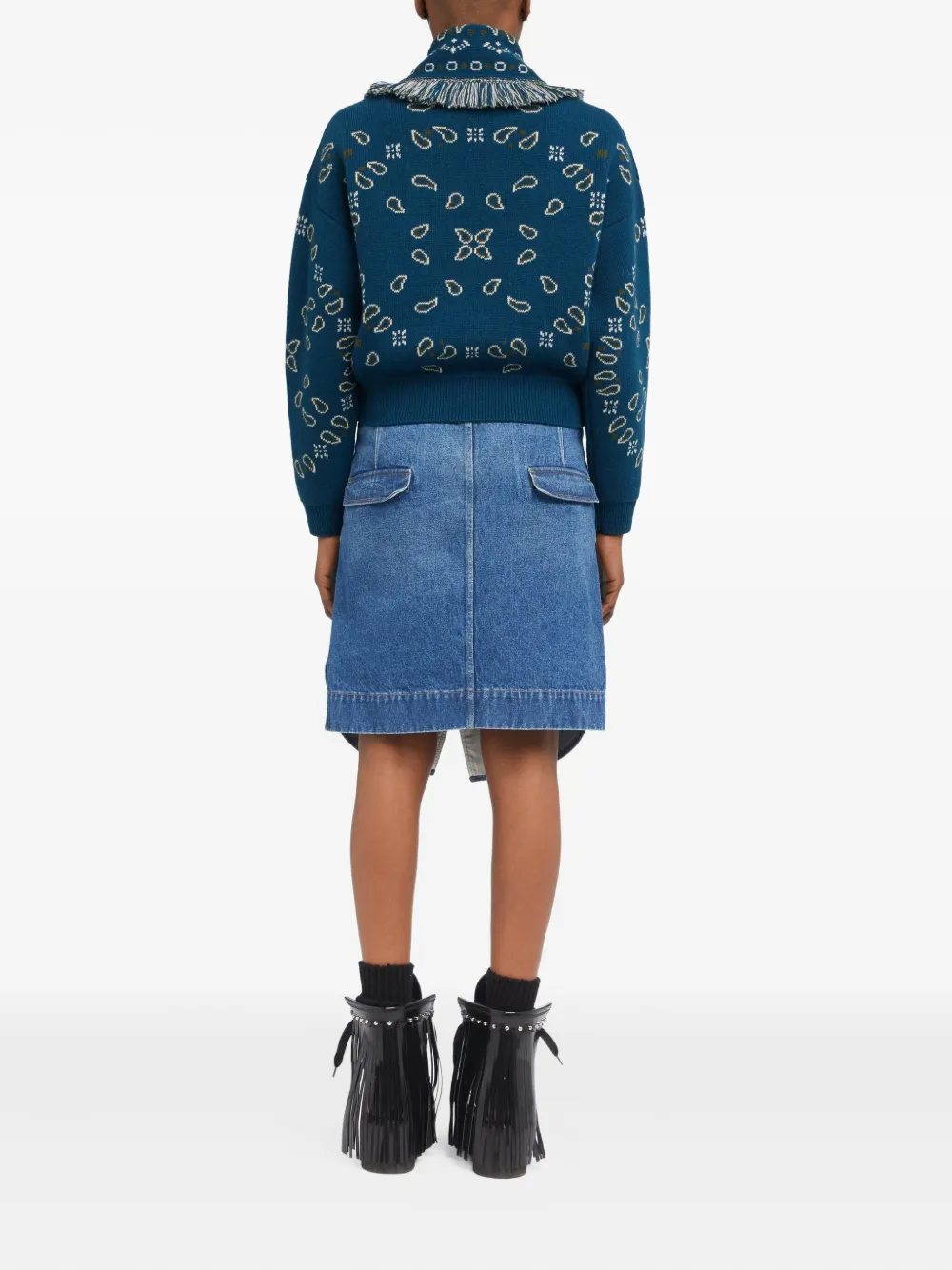 Alanui Vest met paisley jacquard en franje Blauw