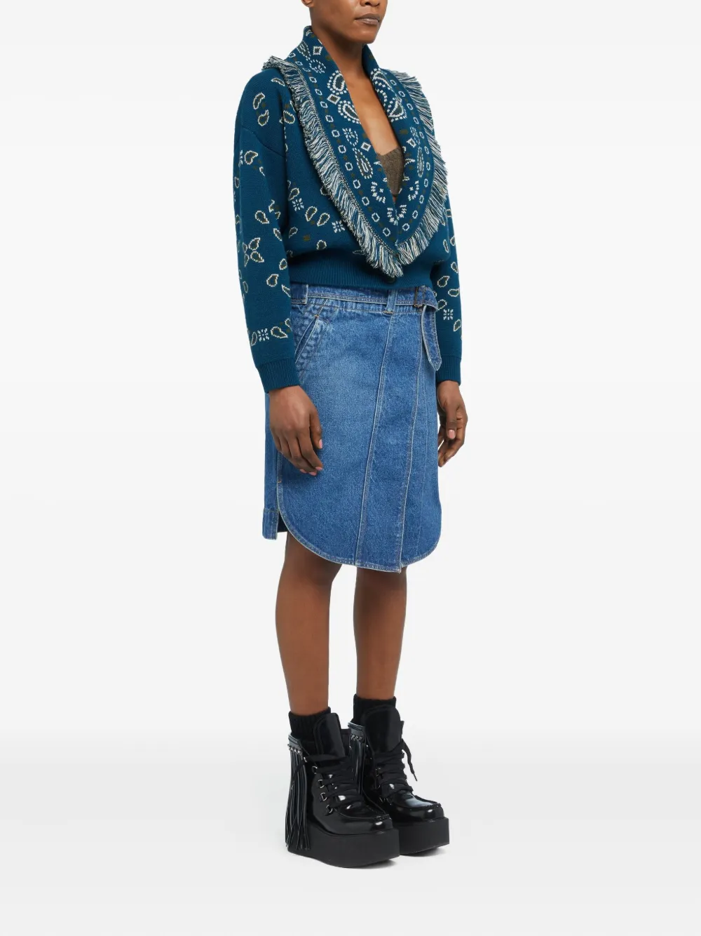 Alanui Vest met paisley jacquard en franje Blauw