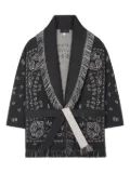 Alanui bandana-jacquard fringed cardigan - Grey